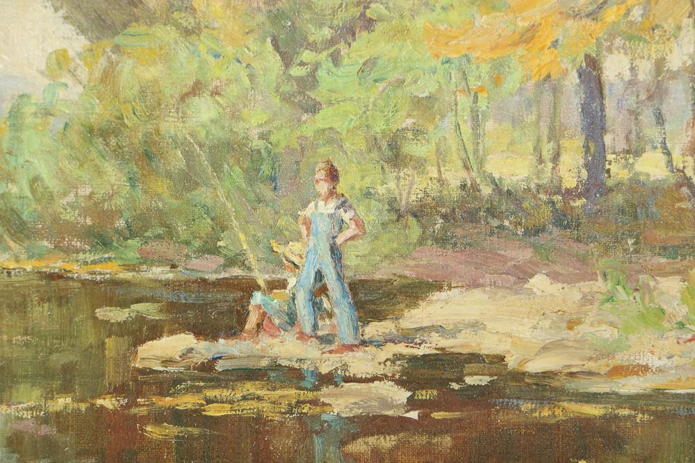 Jess Hobby Oil Painting on Canvas "The Old Mill Stream"