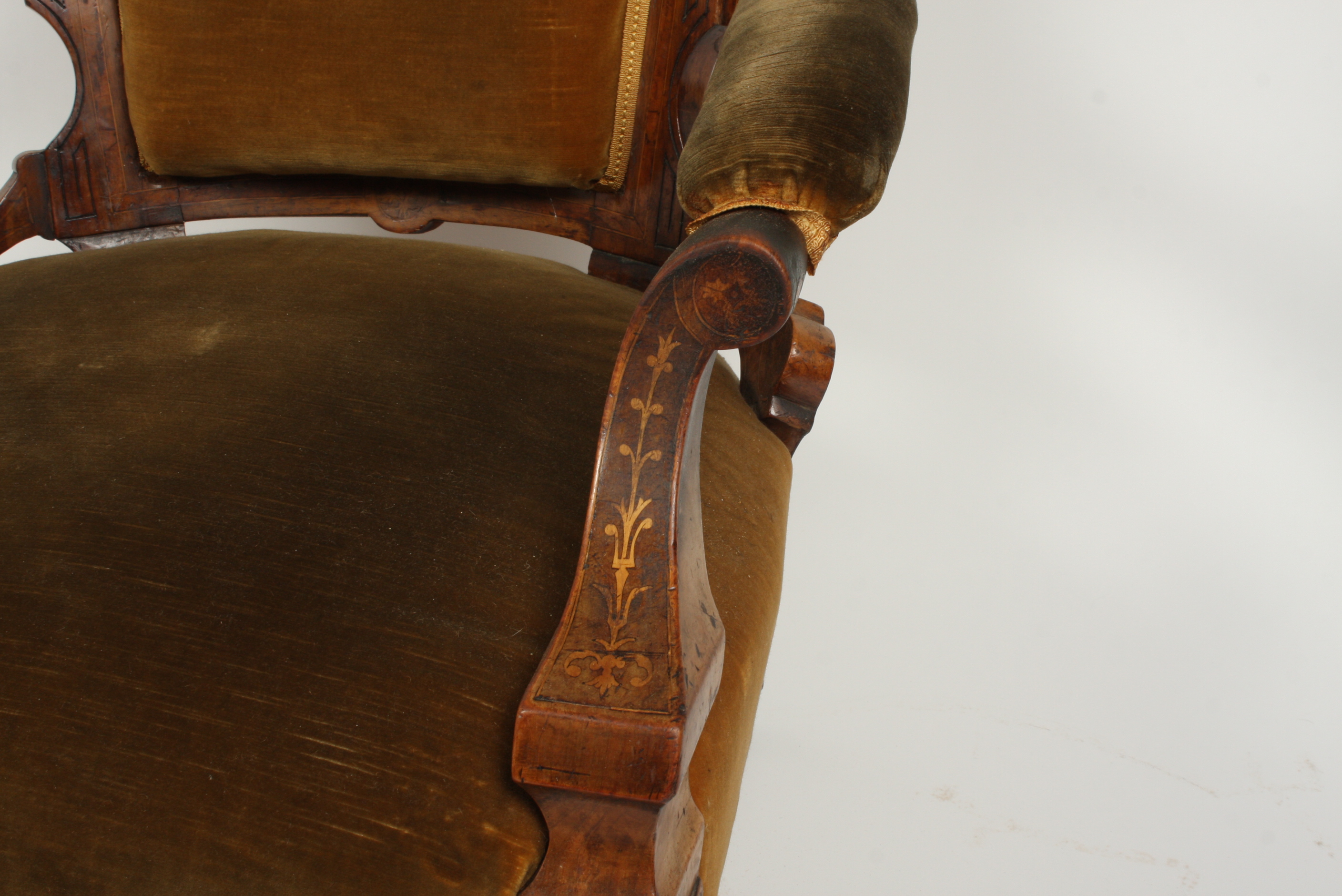 Antique Louis XVI Style Fauteuil with Inlay