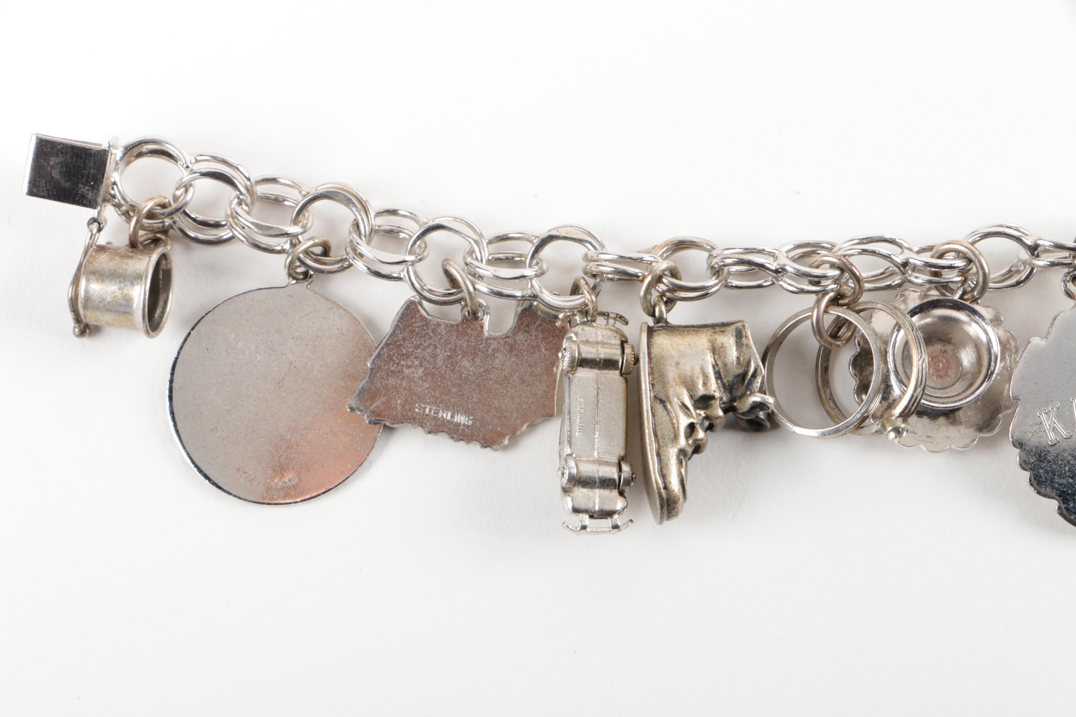 Pair of Sterling Silver Charm Bracelets with Other Loose Charms