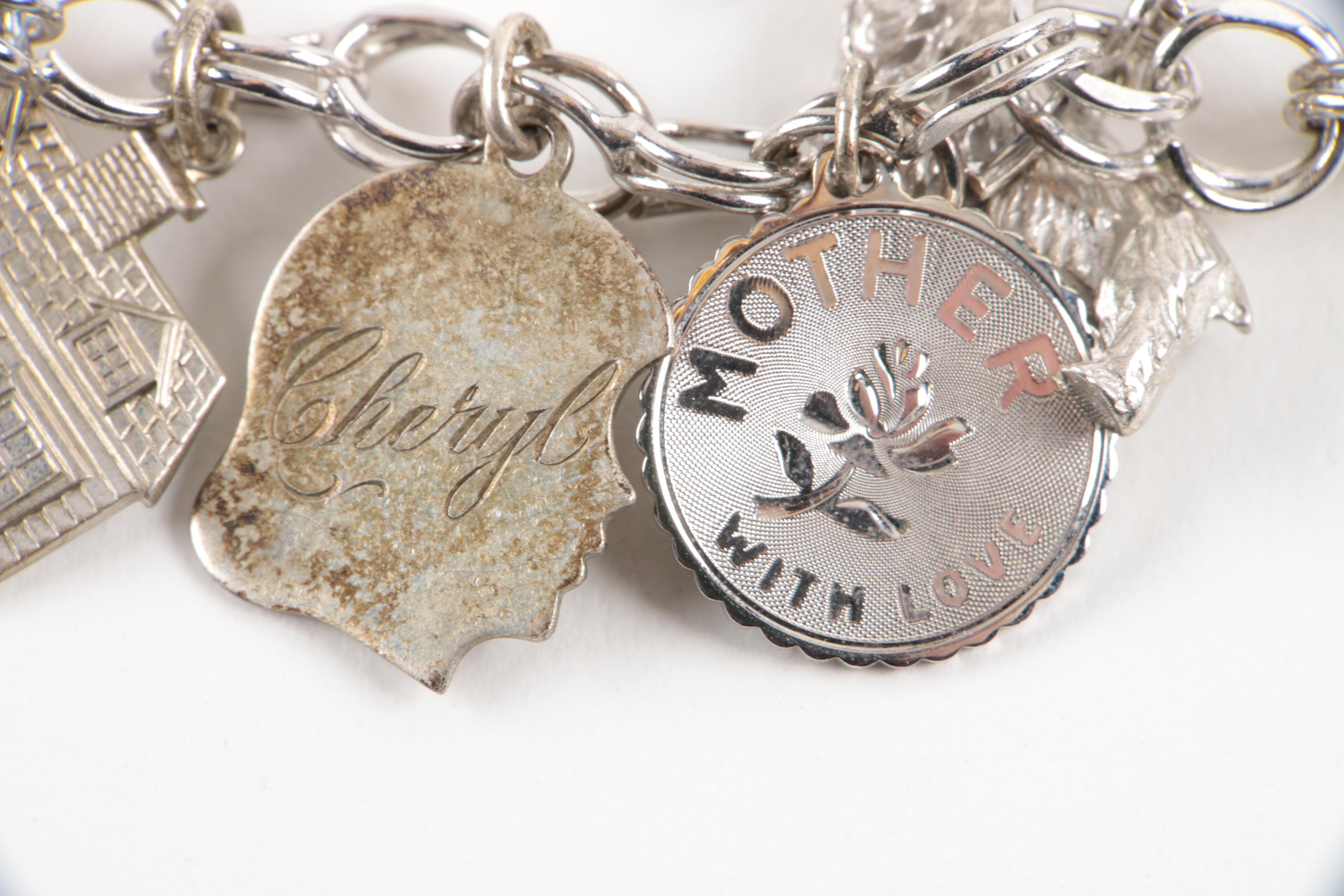Pair of Sterling Silver Charm Bracelets with Other Loose Charms