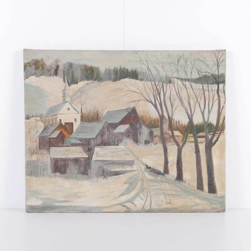 Gary Richard Oil Painting on Canvas of Winter Landscape Scene