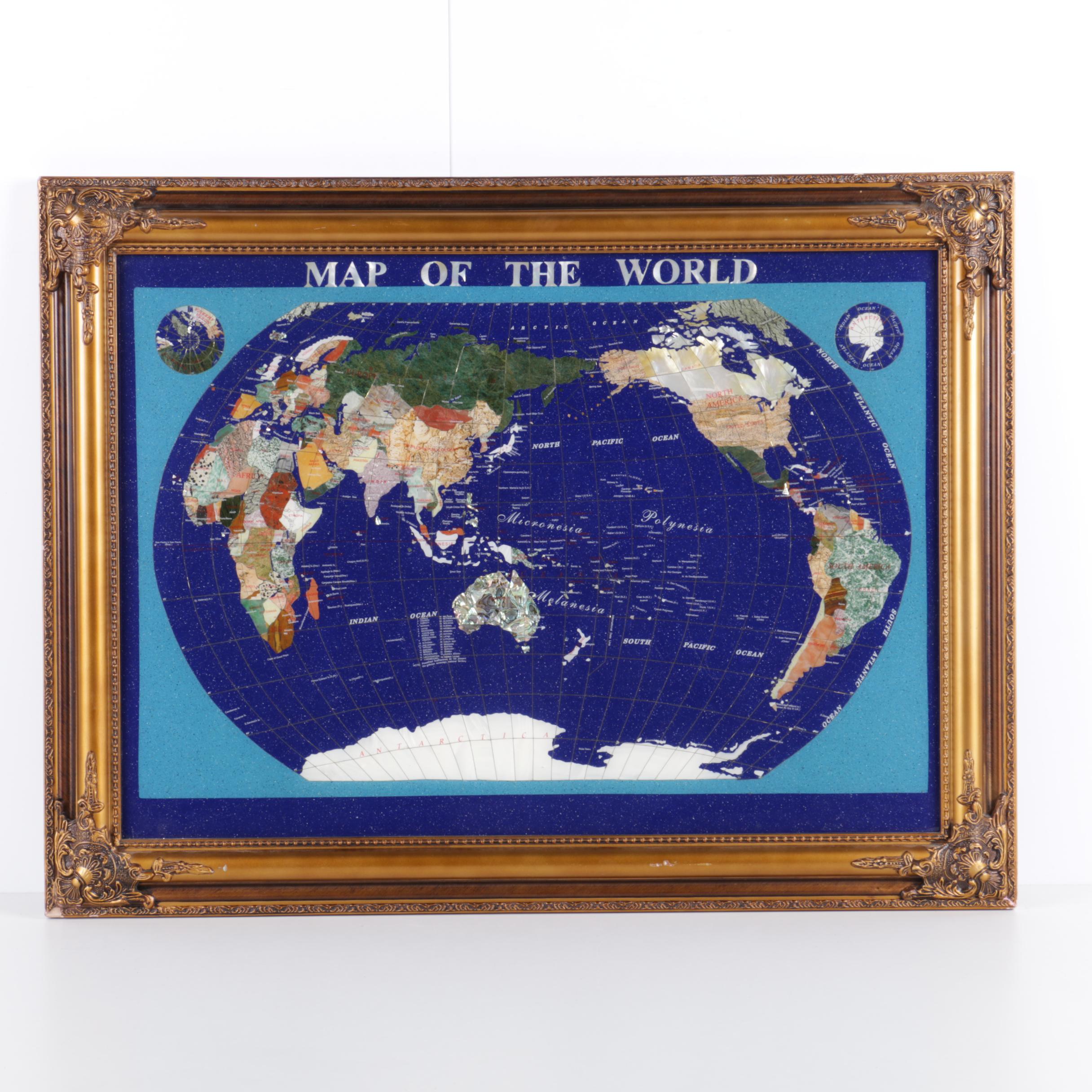 Stone Inlaid Map of the World