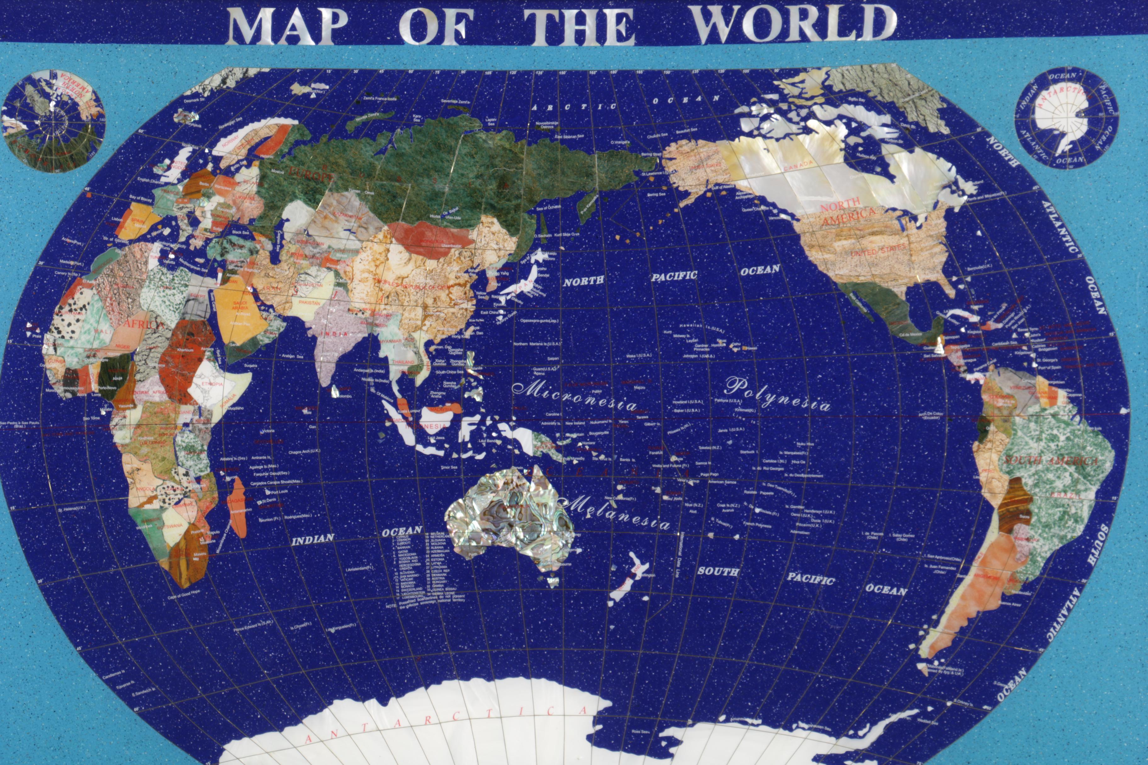 Stone Inlaid Map of the World