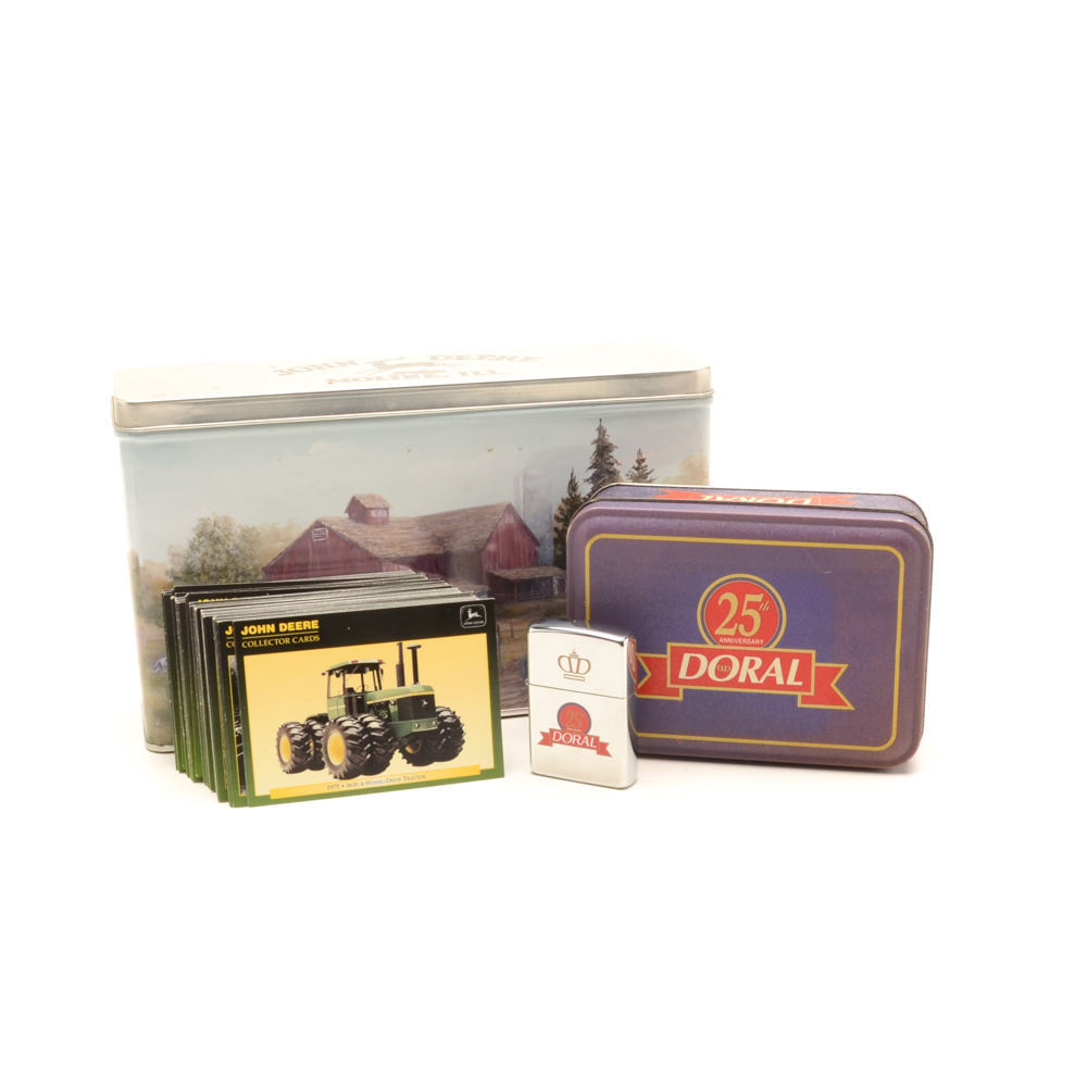 John Deere Collector Cards Tin and Doral Lighter