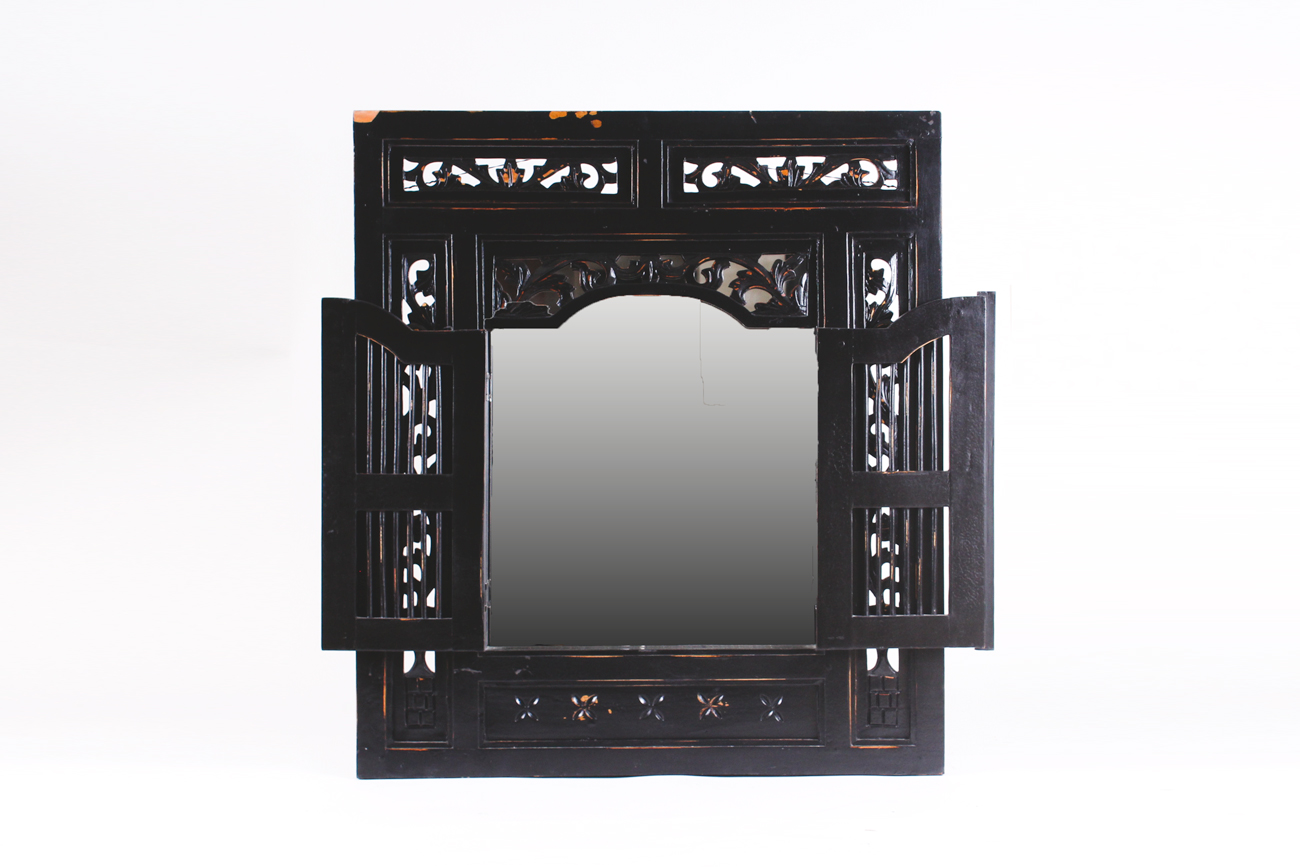 Black Wood Framed Wall Mirror