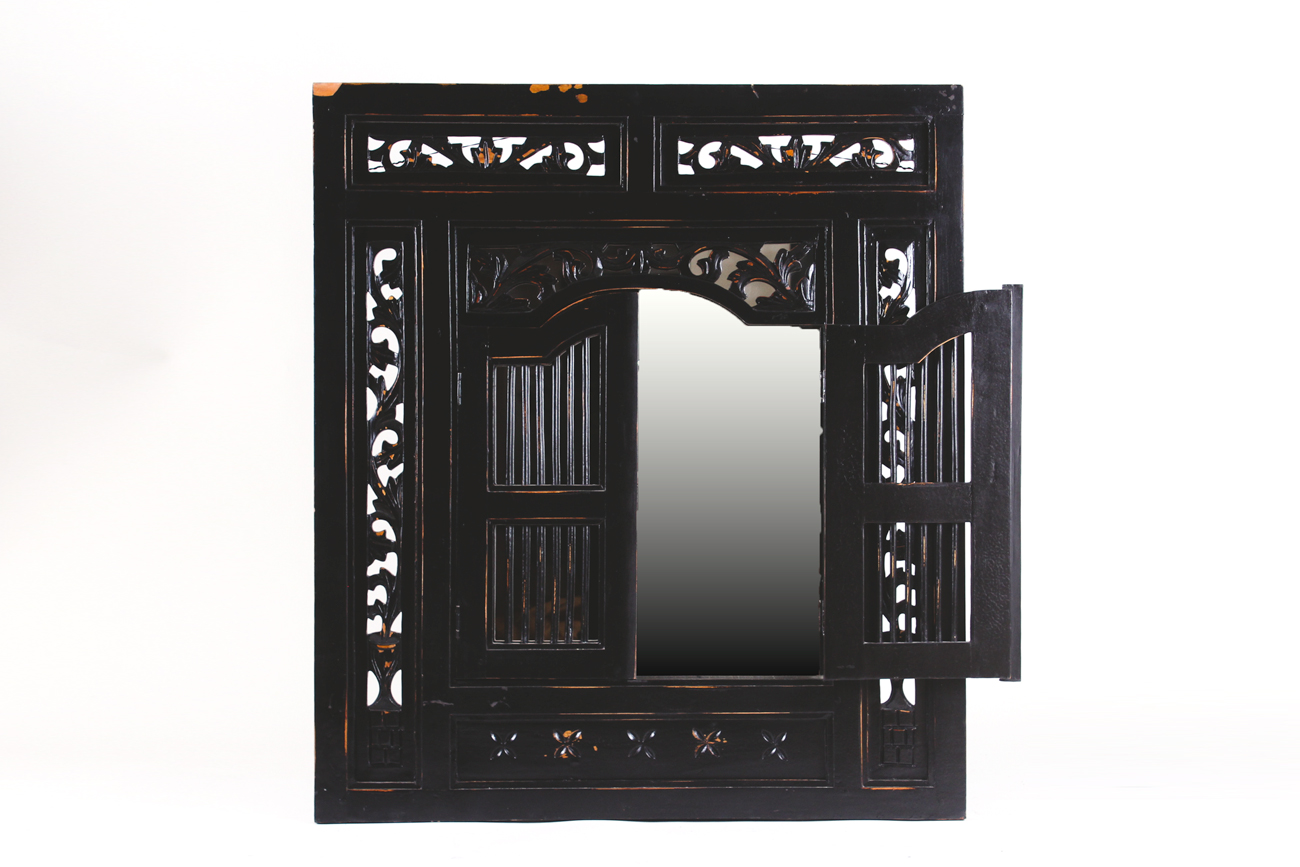 Black Wood Framed Wall Mirror