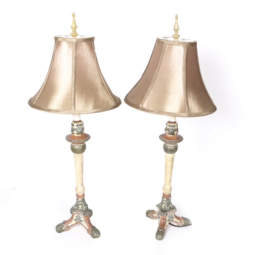 Painted Candlestick Style Lamps