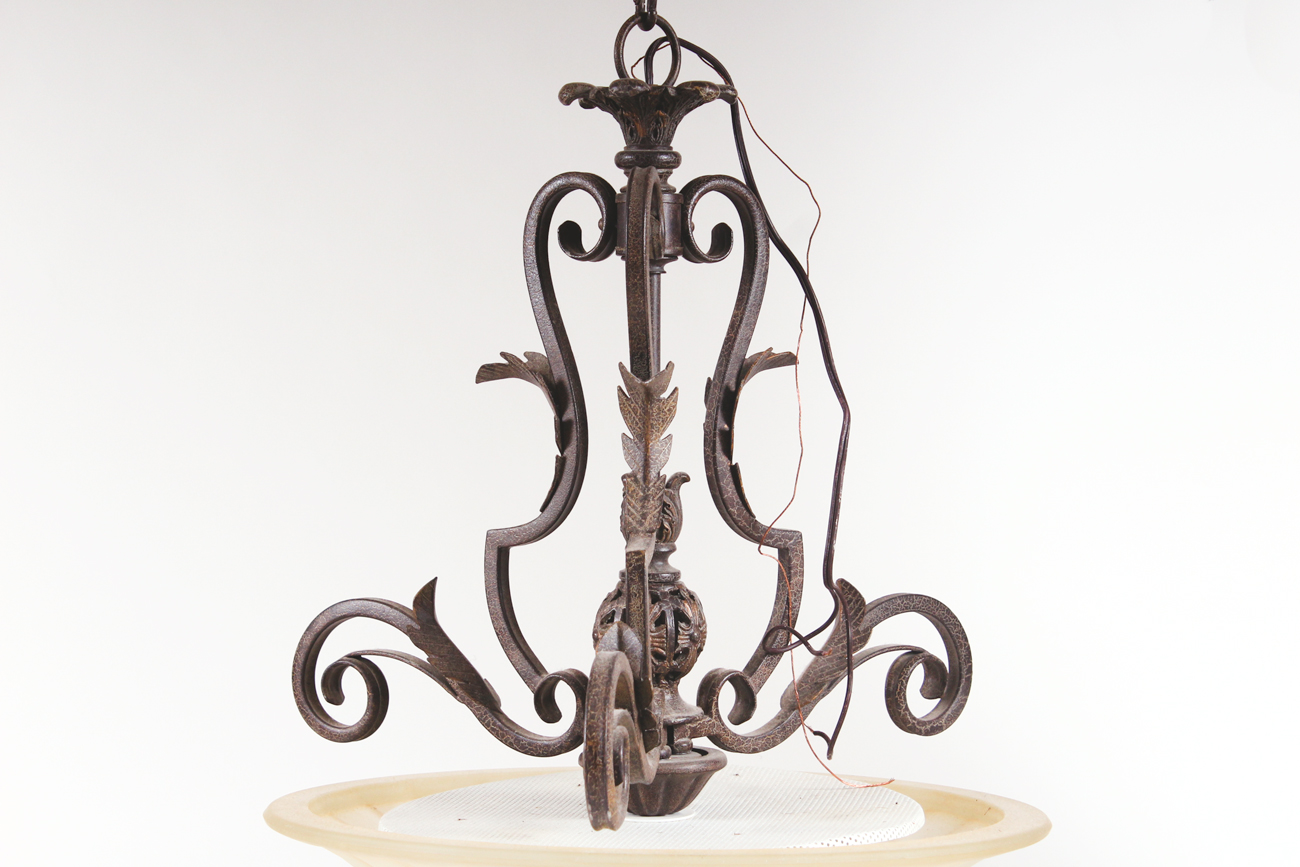 Pair of Quorum Lighting Francesca Wrought Iron Chandeliers