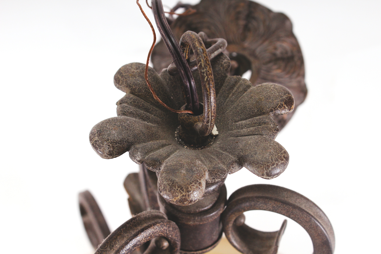 Pair of Quorum Lighting Francesca Wrought Iron Chandeliers