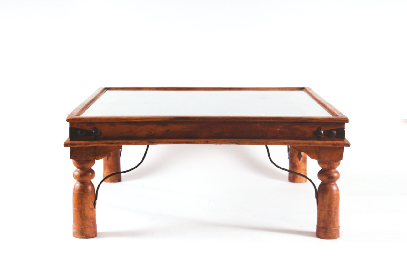 Wood and Wrought Iron Coffee Table