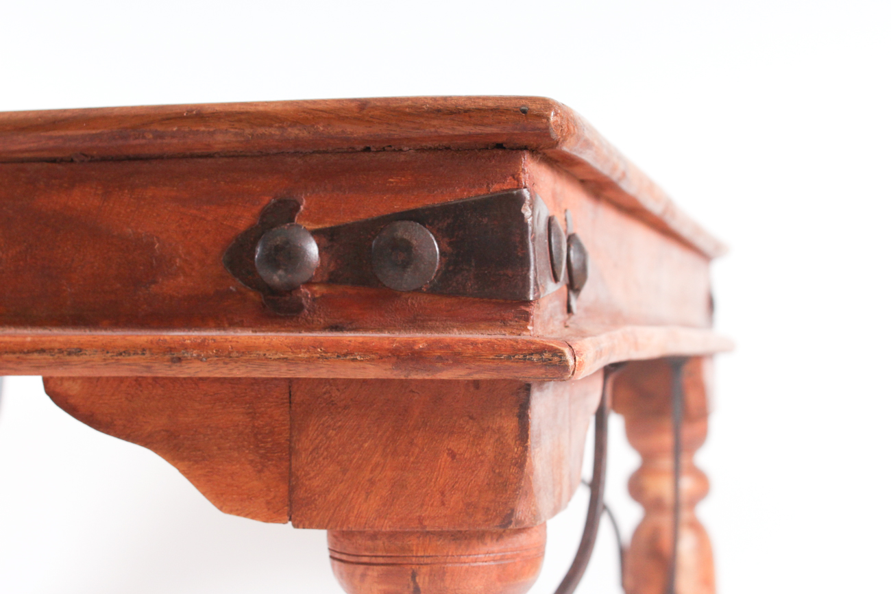 Wood and Wrought Iron Coffee Table