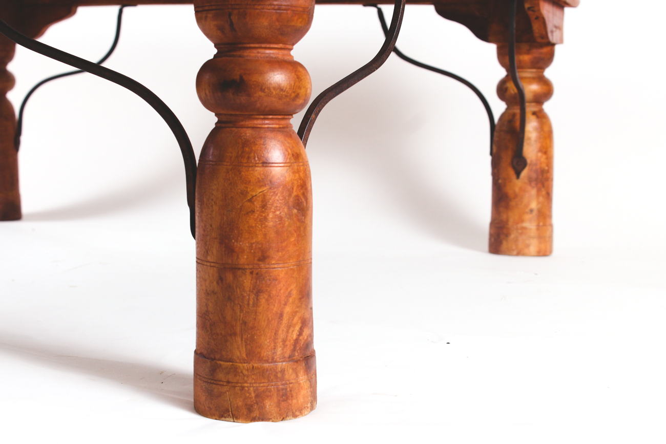 Wood and Wrought Iron Coffee Table