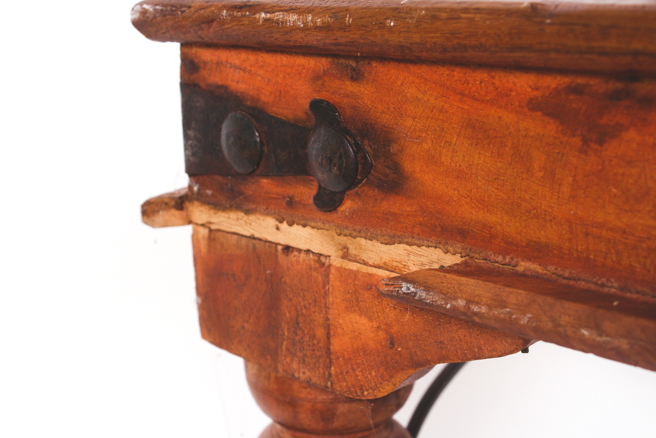 Wood and Wrought Iron Coffee Table