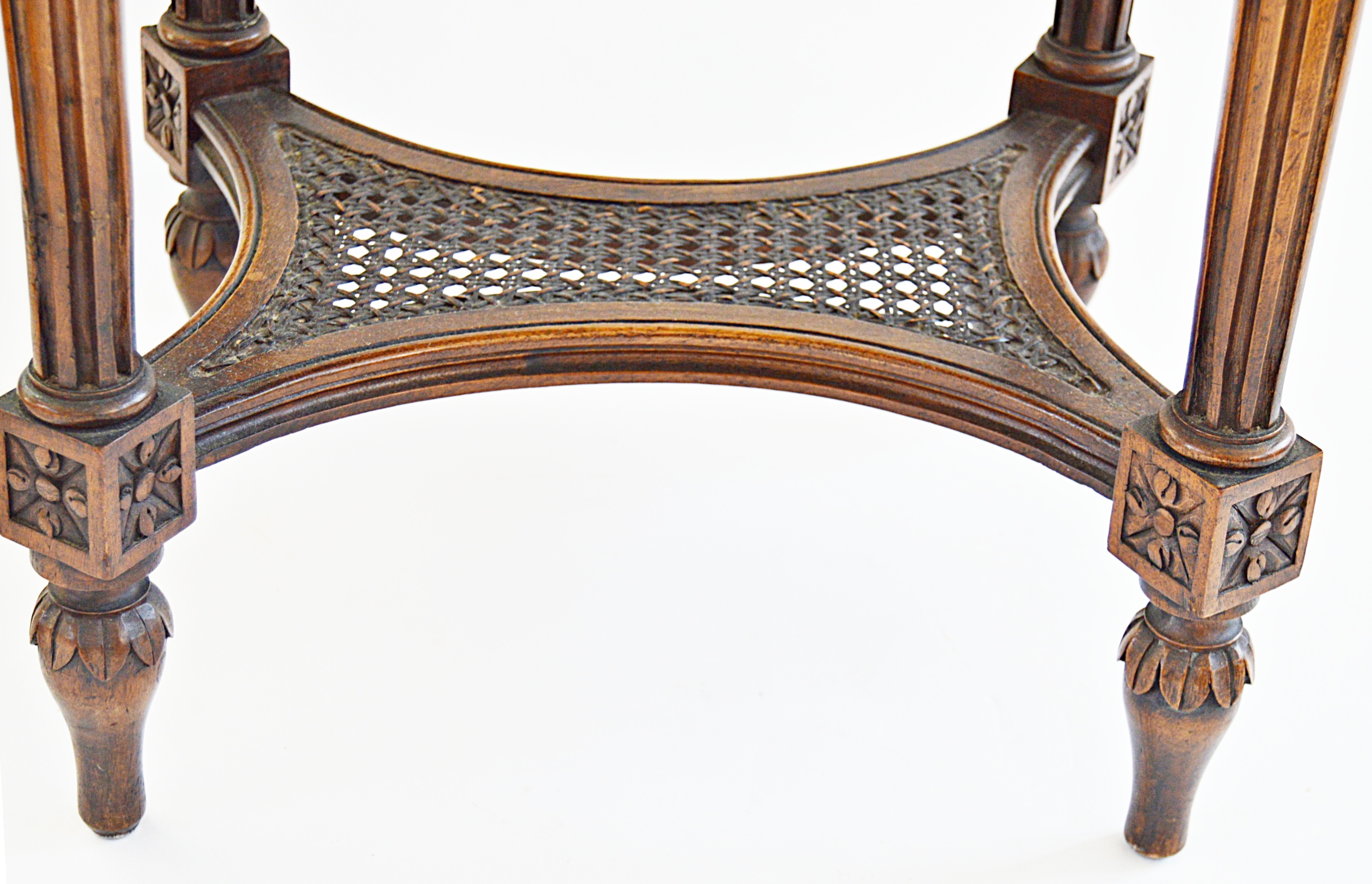 Vintage Neoclassic Style Walnut Side Table with Black Marble Top