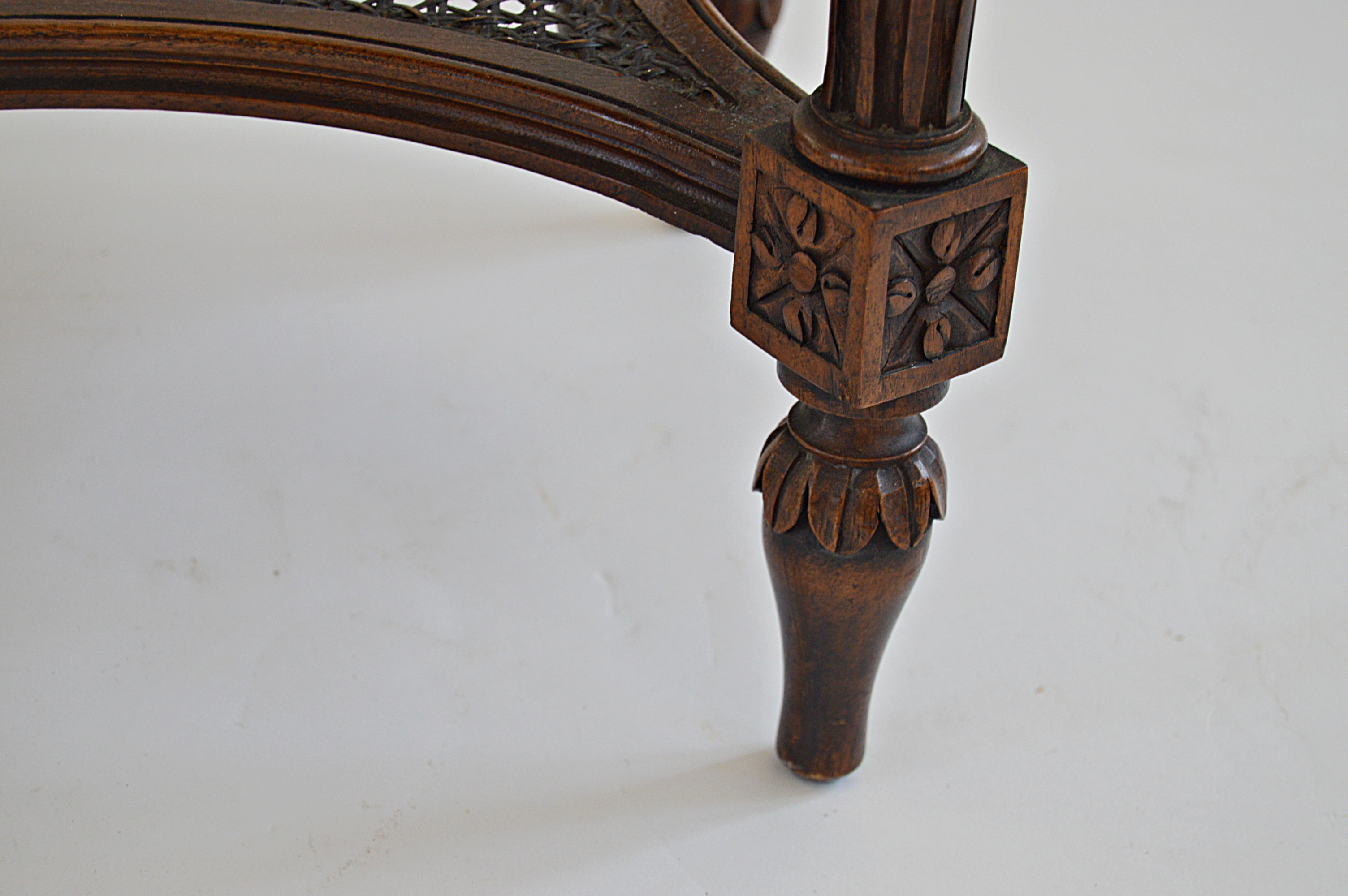 Vintage Neoclassic Style Walnut Side Table with Black Marble Top