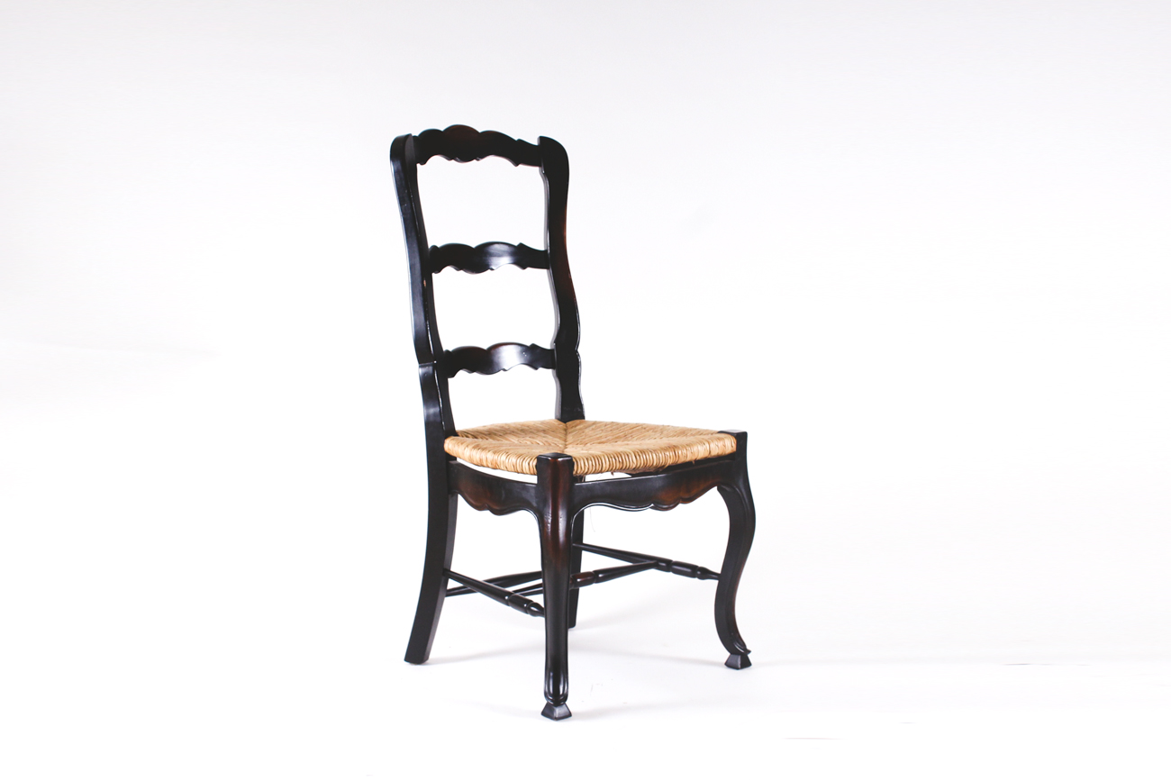 Set of Four Wicker Seat Dining Chairs