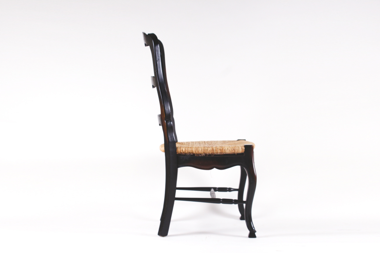 Set of Four Wicker Seat Dining Chairs