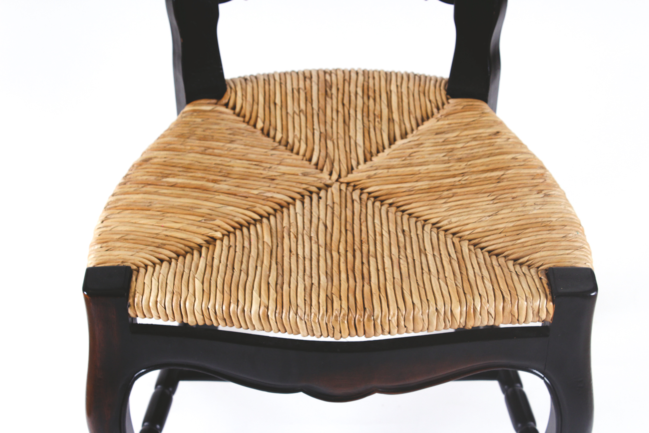 Set of Four Wicker Seat Dining Chairs