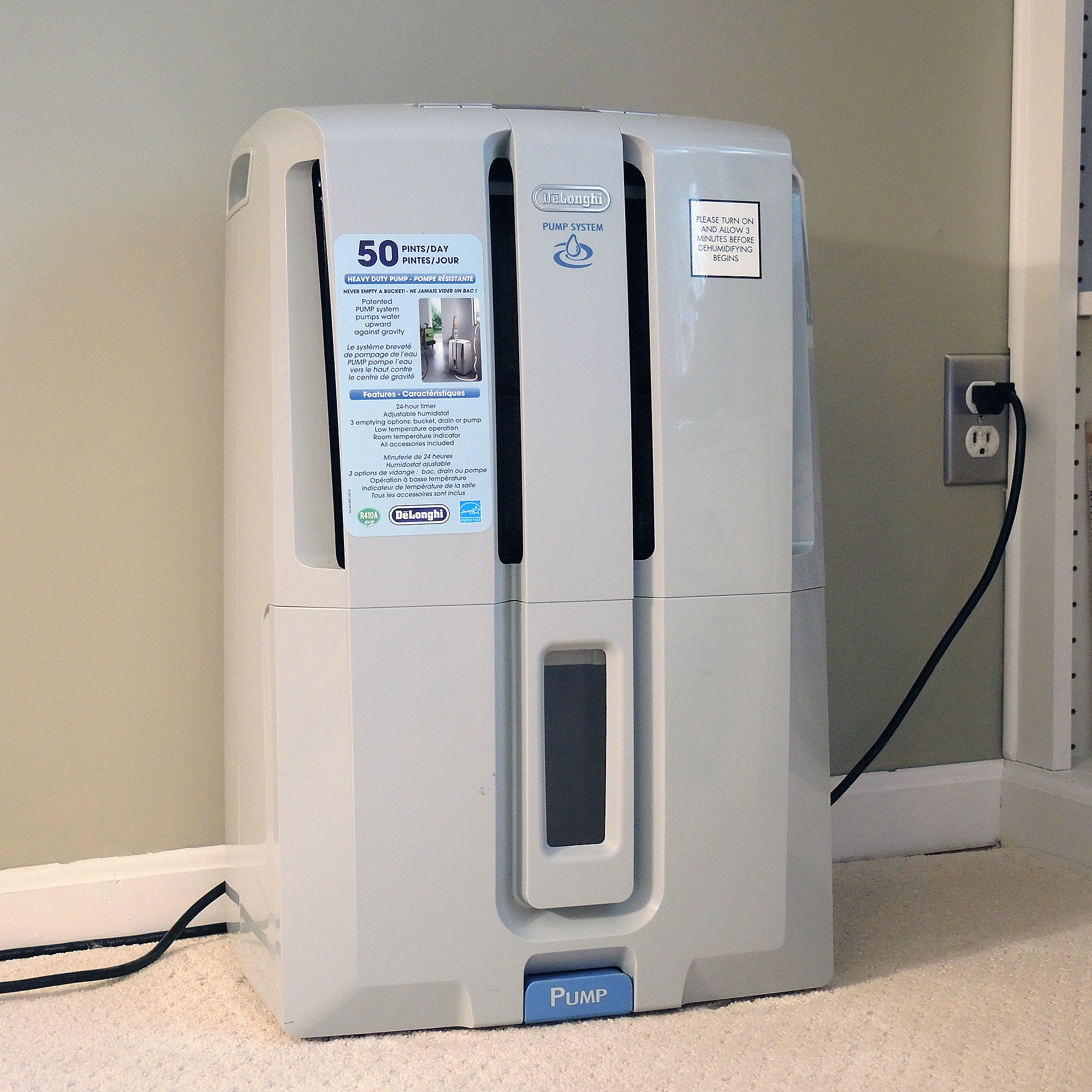 DeLonghi 50 Pint Dehumidifier with Pump System