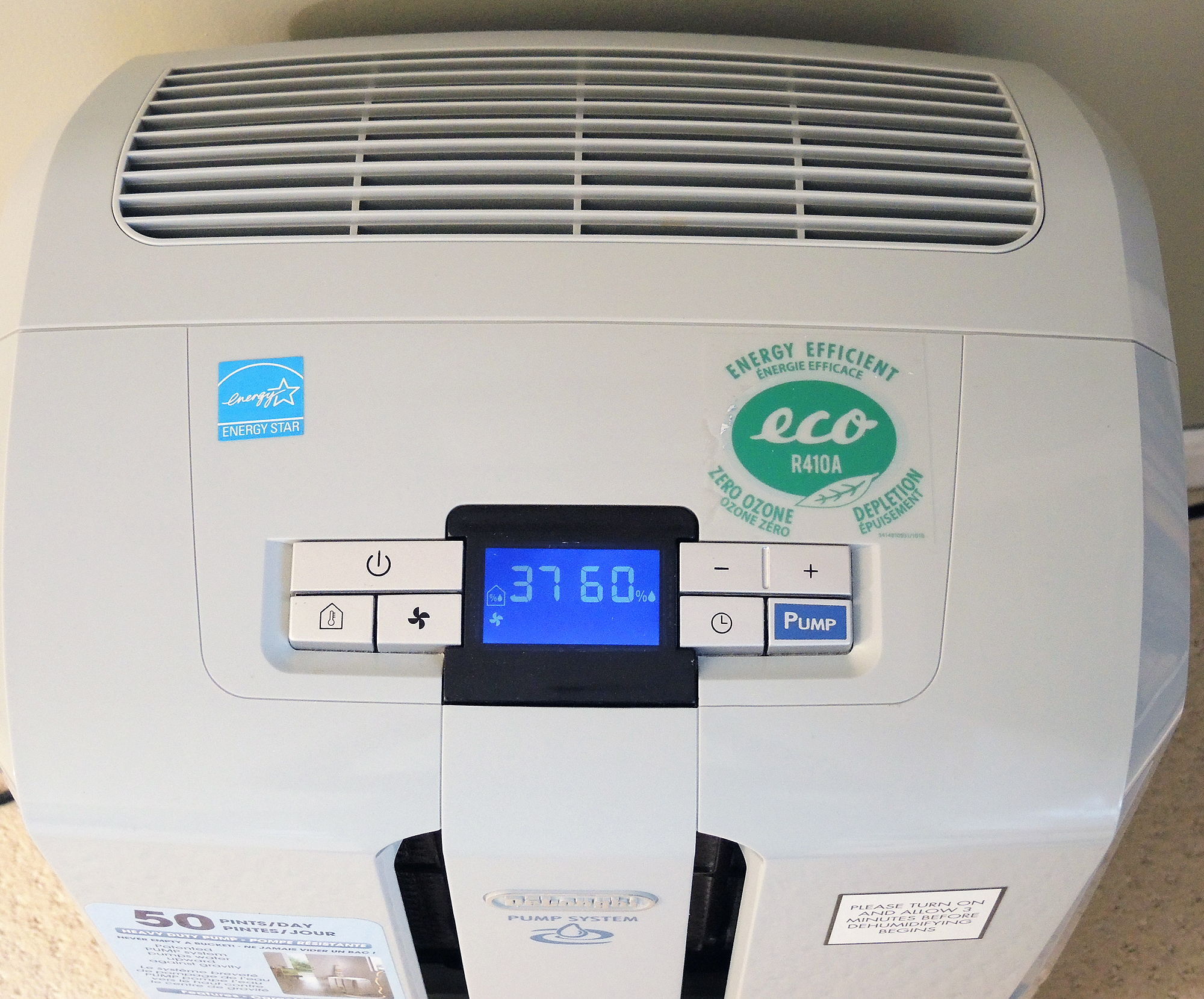 DeLonghi 50 Pint Dehumidifier with Pump System