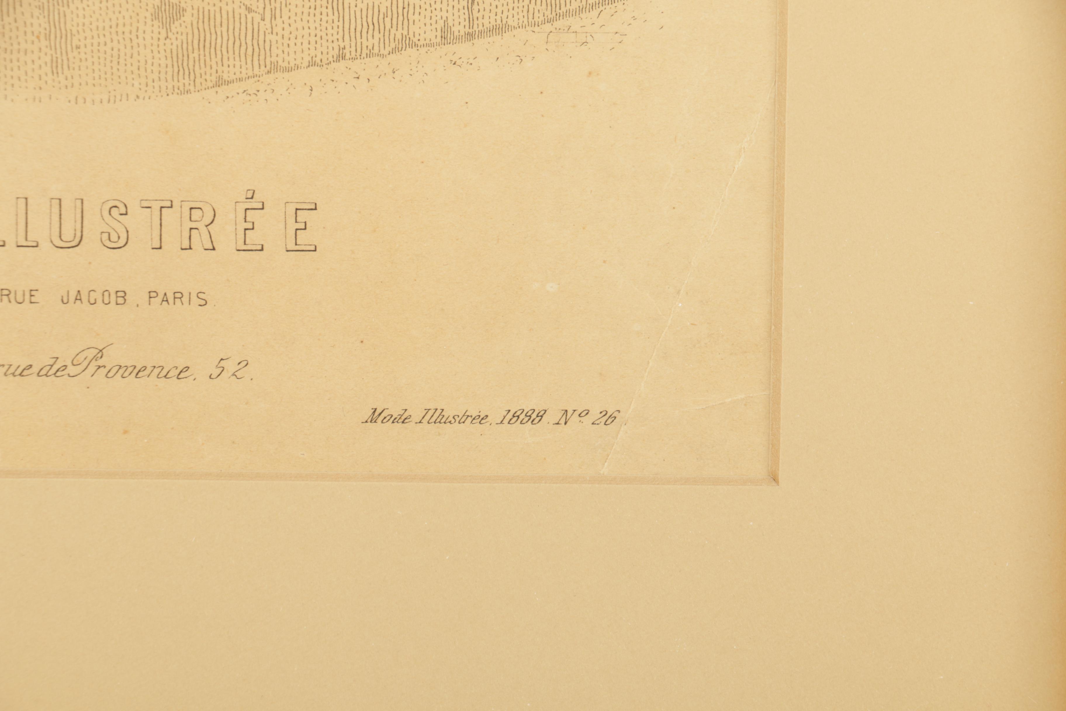 1888 French Hand Colored Fashion Plate from "La Mode Illustrée"