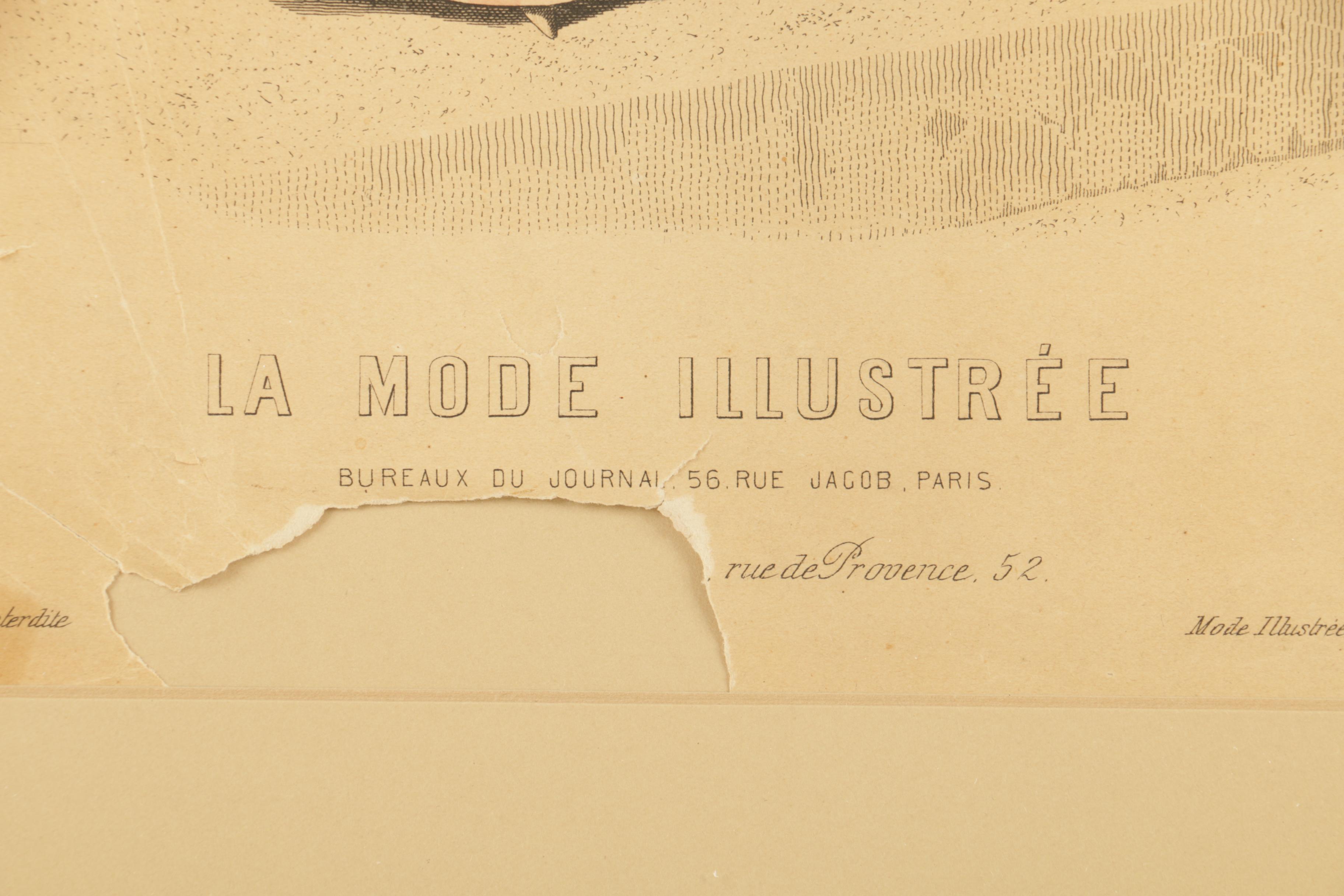 1888 French Hand Colored Fashion Plate from "La Mode Illustrée"