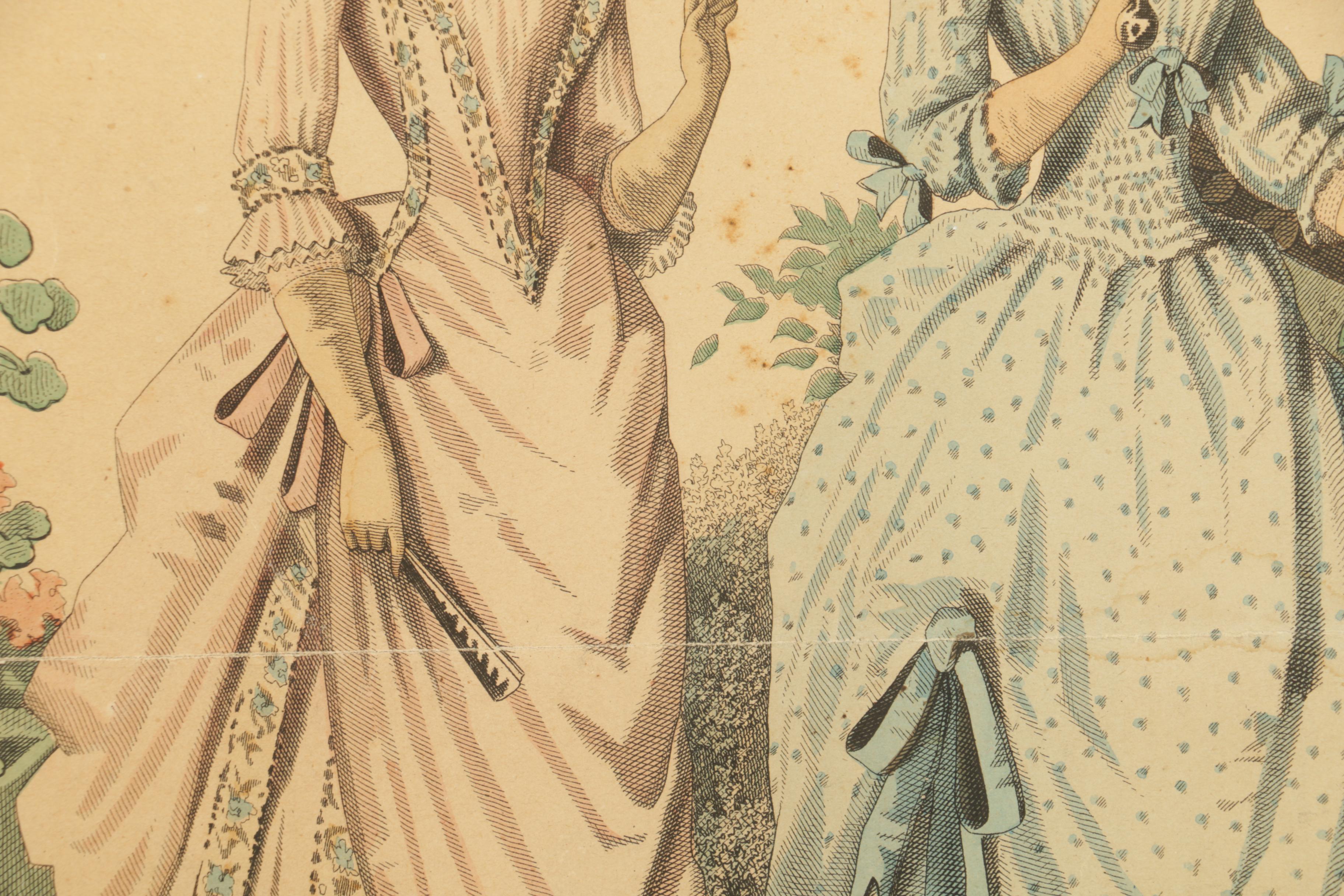 1888 French Hand Colored Fashion Plate from "La Mode Illustrée"