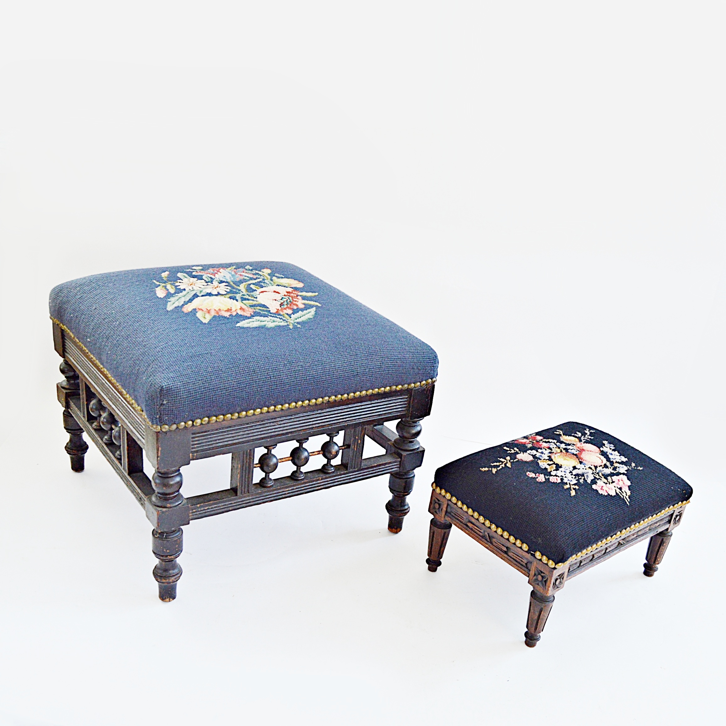Antique Needlepoint Stools