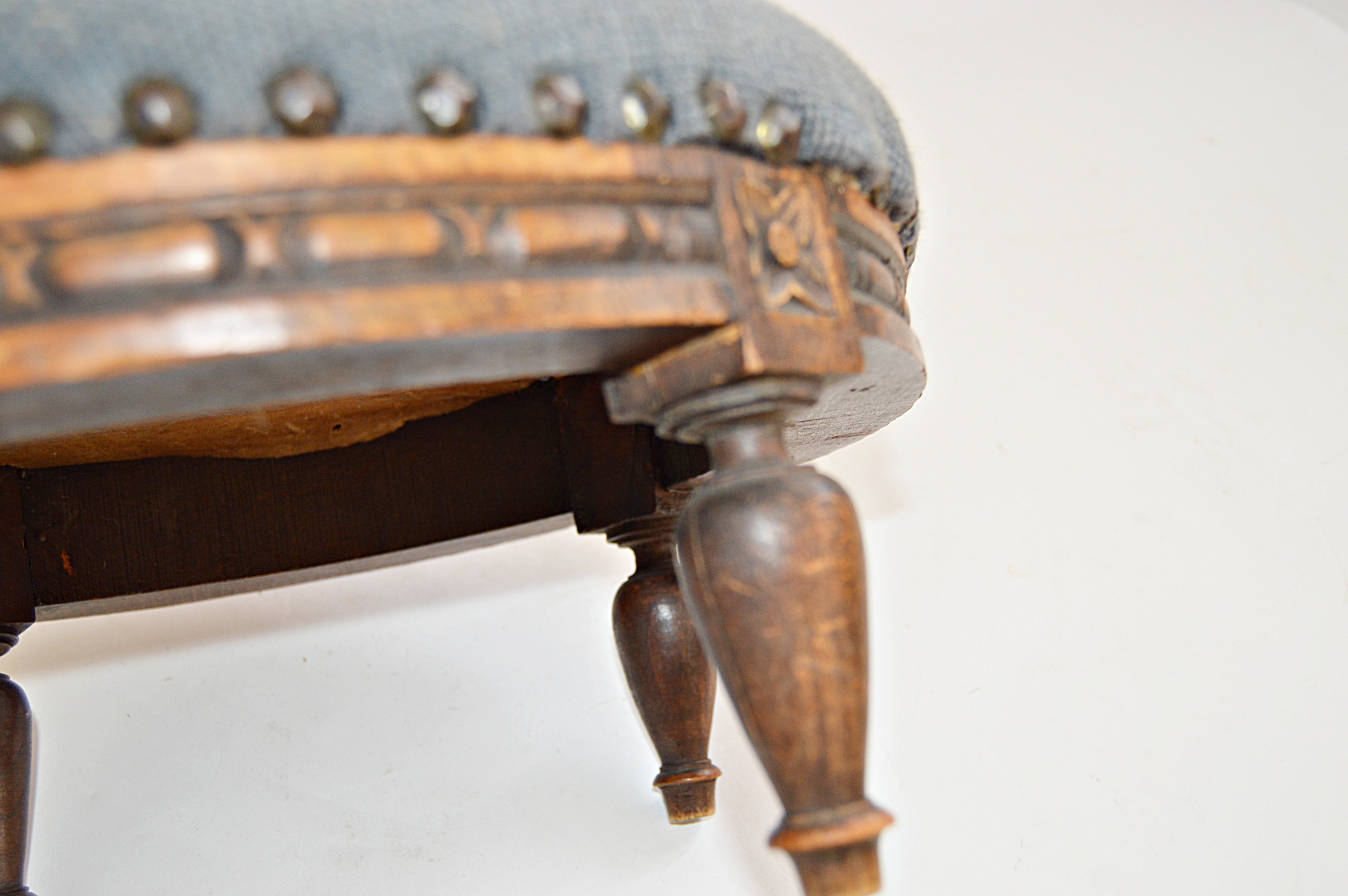 Antique Stools, One with Needlepoint