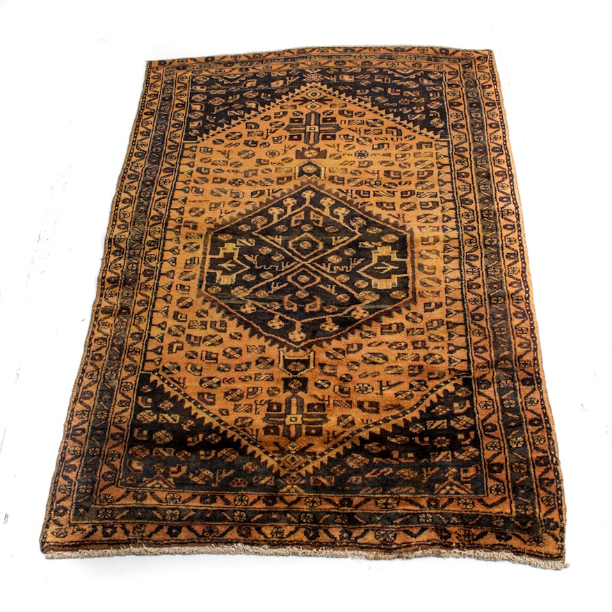 Vintage Hand-Knotted Persian Kurdish Bijar Rug