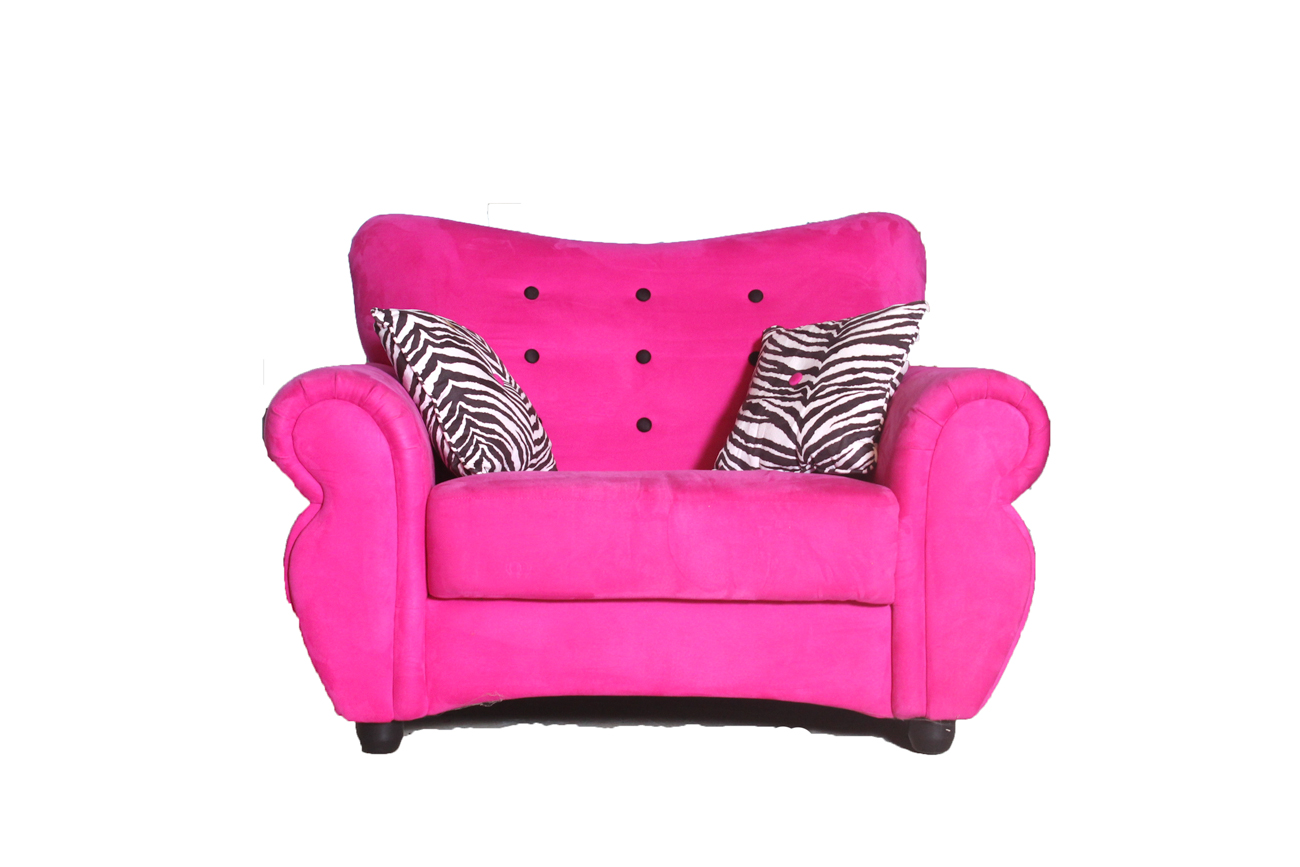 Child's Armchair with Animal Print Pillows and Stool