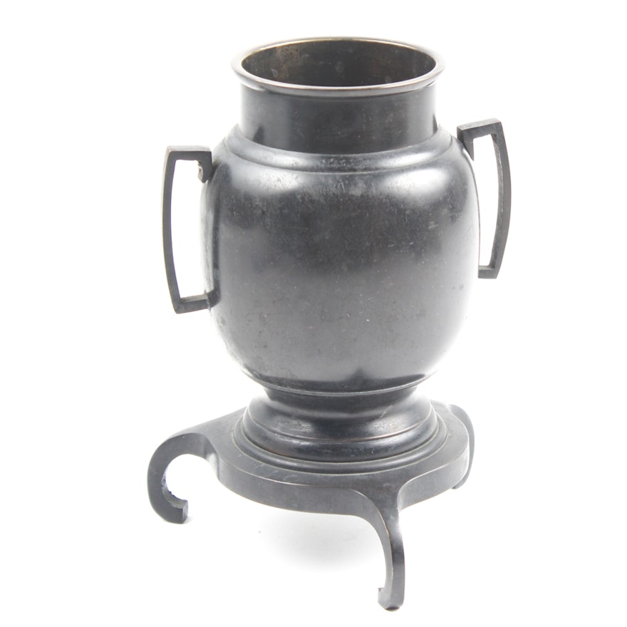 Japanese Bronze Footed Urn