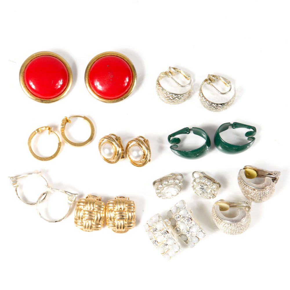 Vintage Hoop and Button Costume Earrings