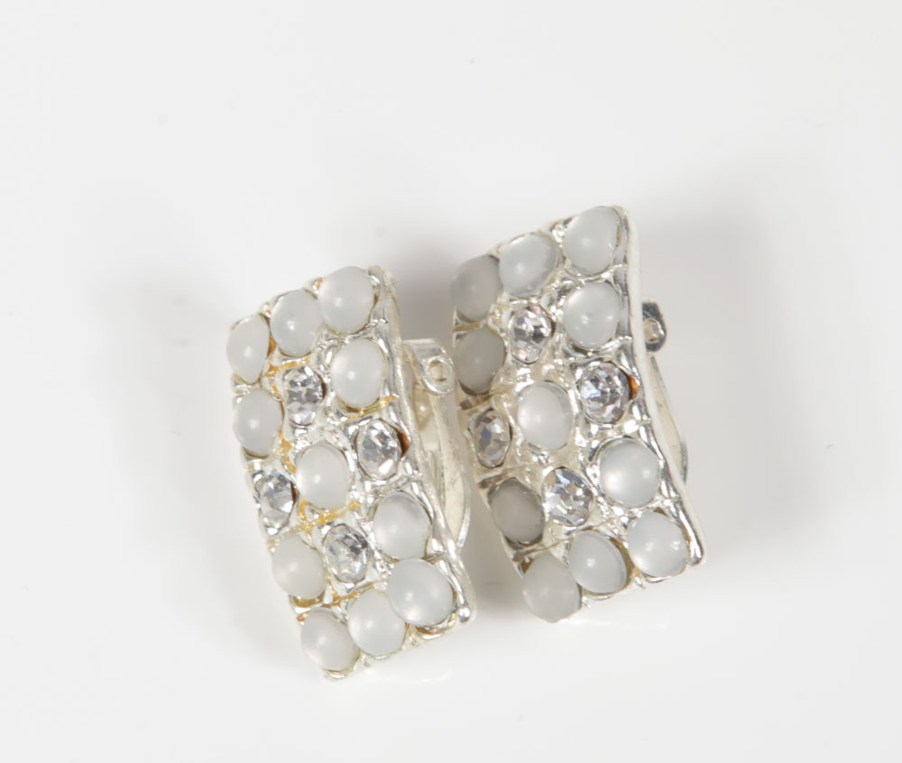 Vintage Hoop and Button Costume Earrings