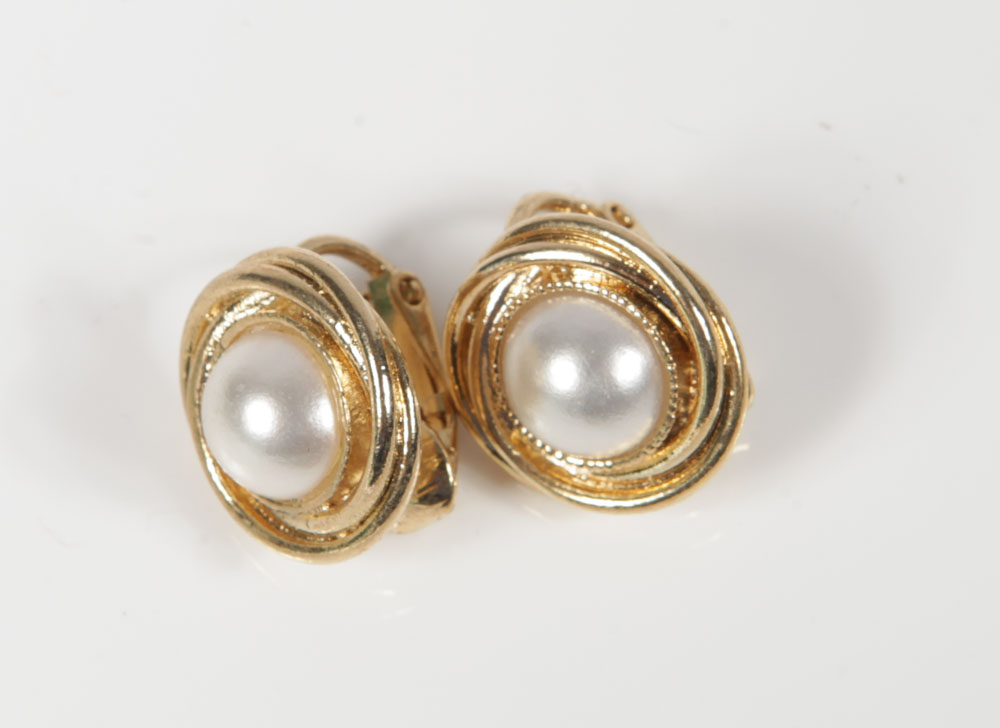 Vintage Hoop and Button Costume Earrings