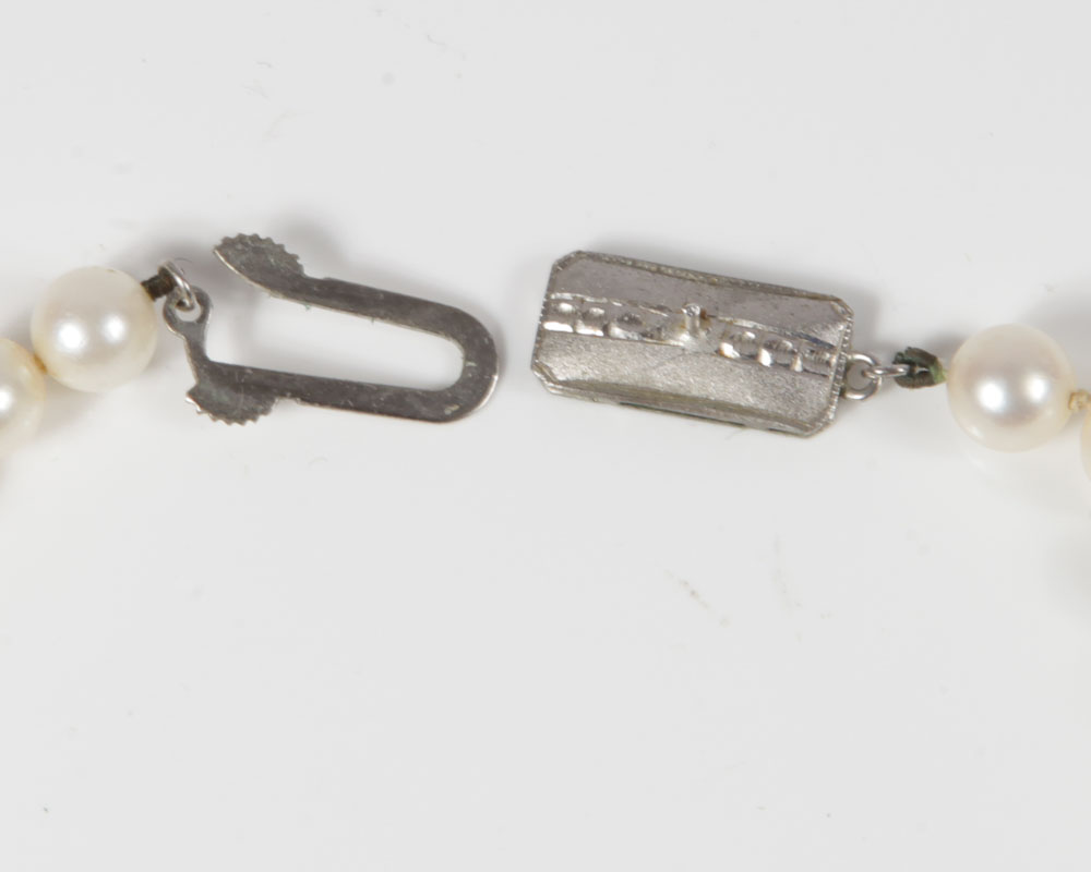 Vintage Cultured Pearl Necklace with Sterling Silver Closure