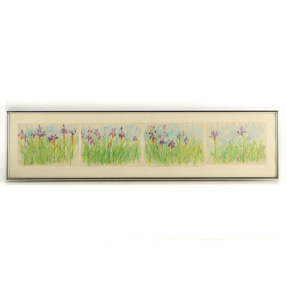 John Tuska Color Drawing on Paper Quadriptych