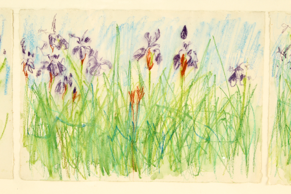 John Tuska Color Drawing on Paper Quadriptych