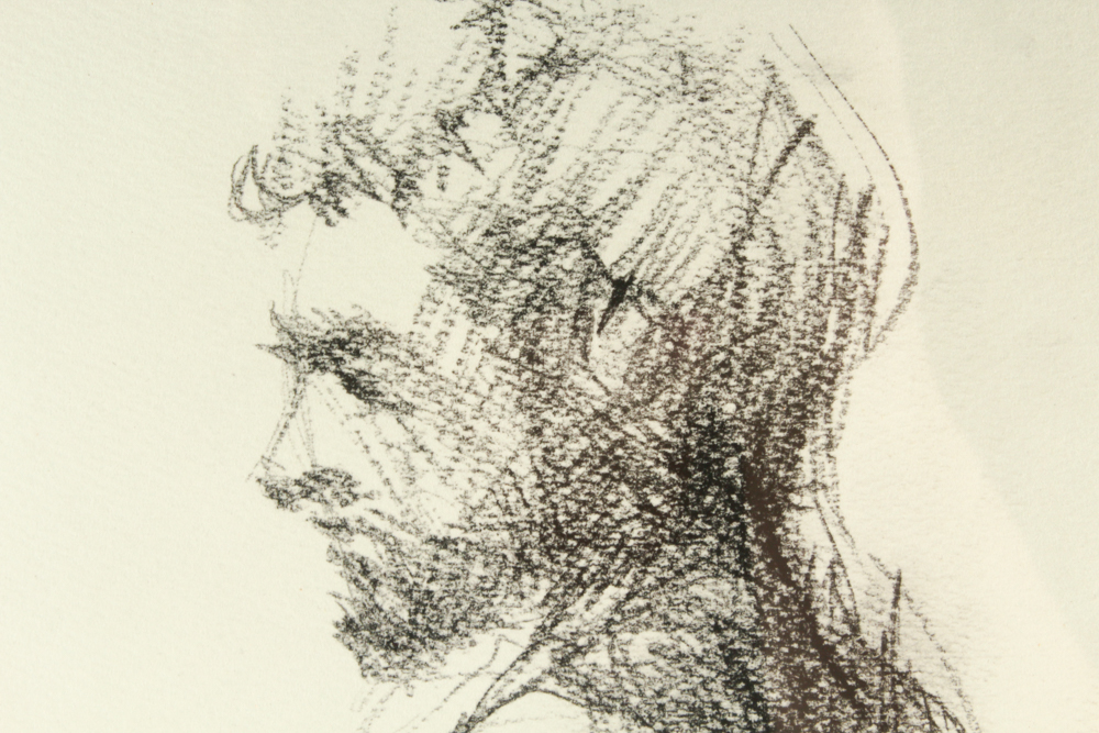 John Tuska Charcoal Drawing of Nude Male Figure