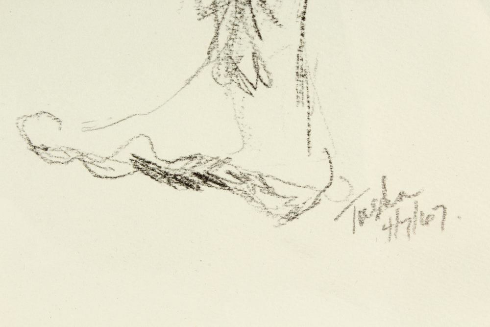 John Tuska Charcoal Drawing of Nude Male Figure