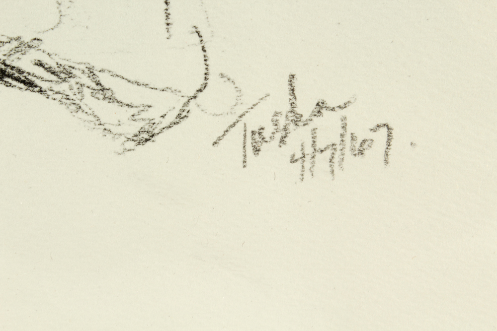 John Tuska Charcoal Drawing of Nude Male Figure