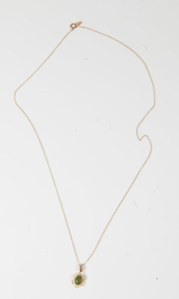 14K Yellow Gold and Jadeite Jade Demi Parure