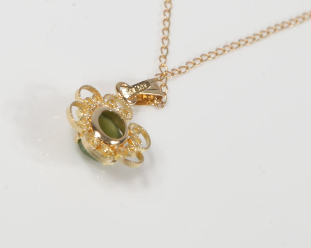 14K Yellow Gold and Jadeite Jade Demi Parure