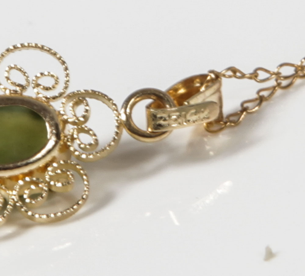 14K Yellow Gold and Jadeite Jade Demi Parure