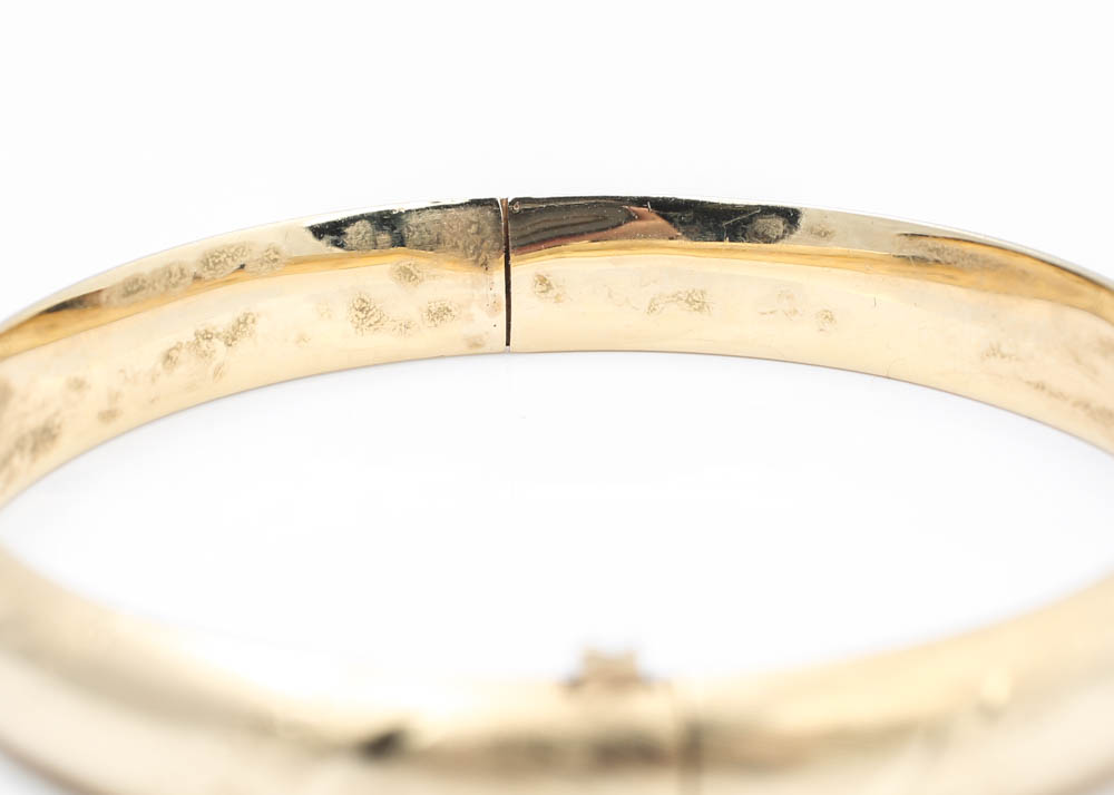 14K Yellow Gold Engraved Bangle Bracelet
