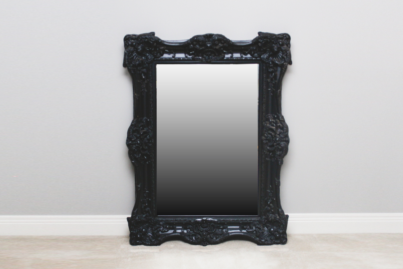 Carved Black Framed Wall Mirror