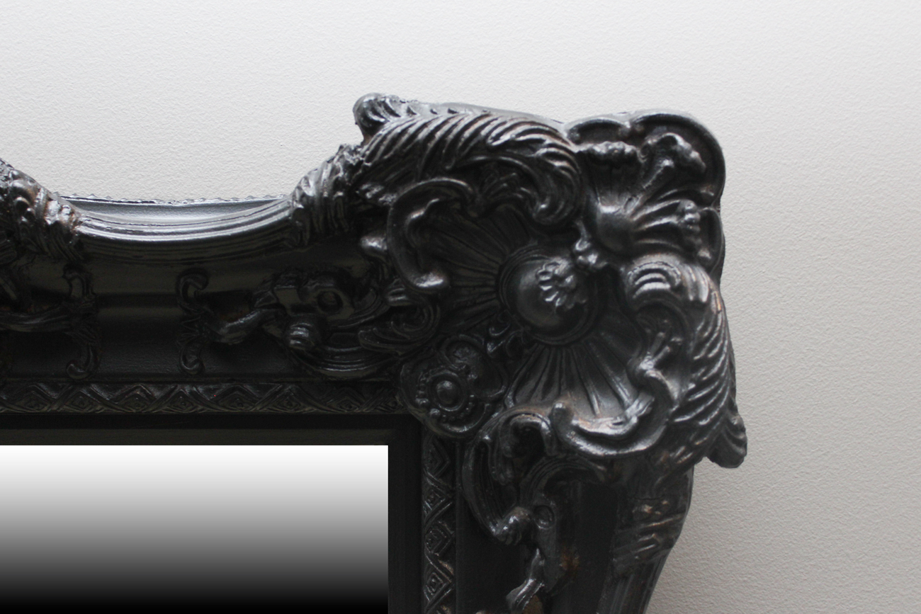 Carved Black Framed Wall Mirror