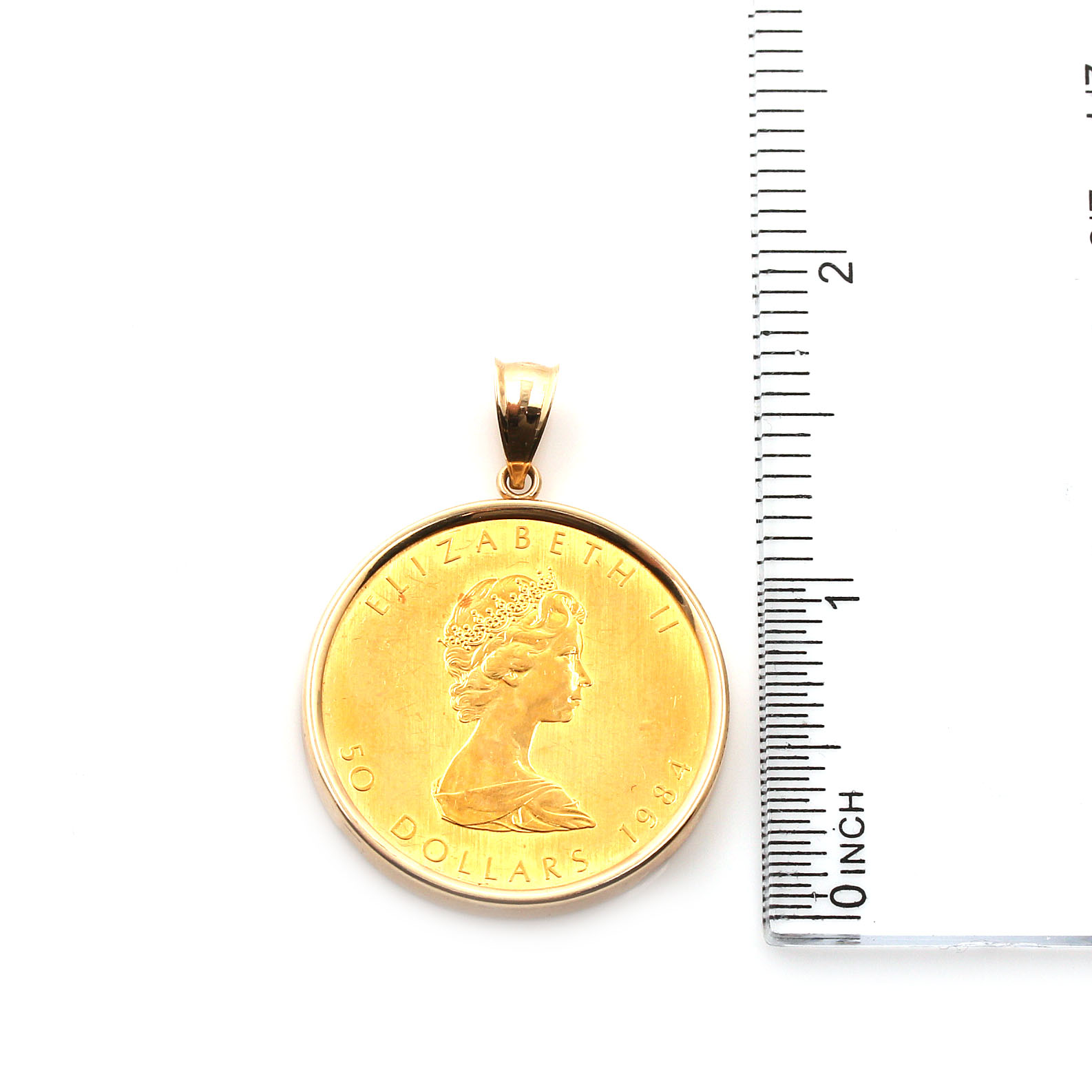 14K Yellow Gold 1984 Gold Canadian Maple Leaf 999 Gold Coin Pendant