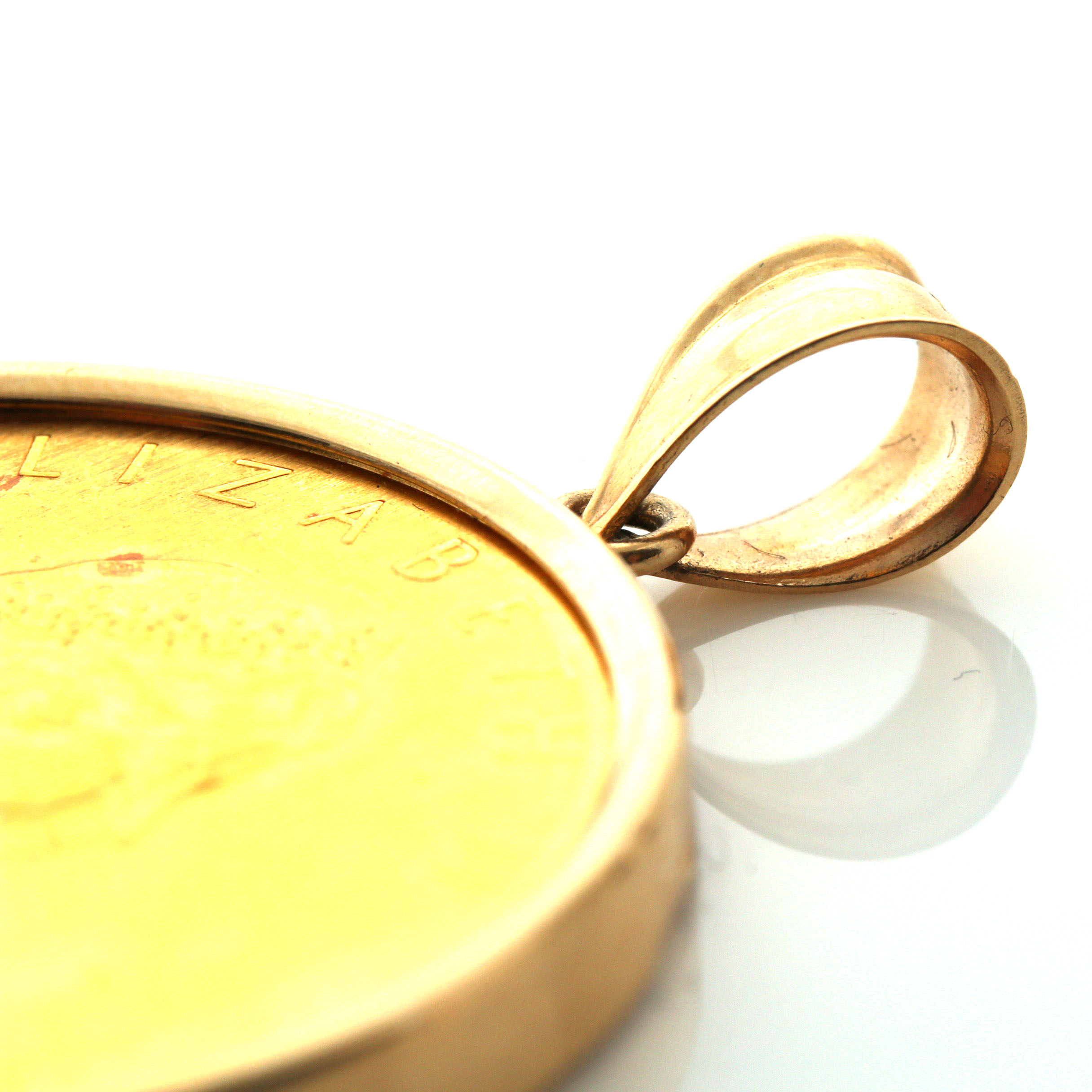 14K Yellow Gold 1984 Gold Canadian Maple Leaf 999 Gold Coin Pendant