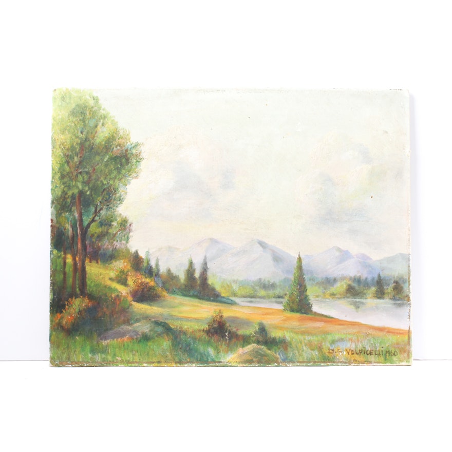 Original Volpicelli Oil on Canvas Landscape Painting